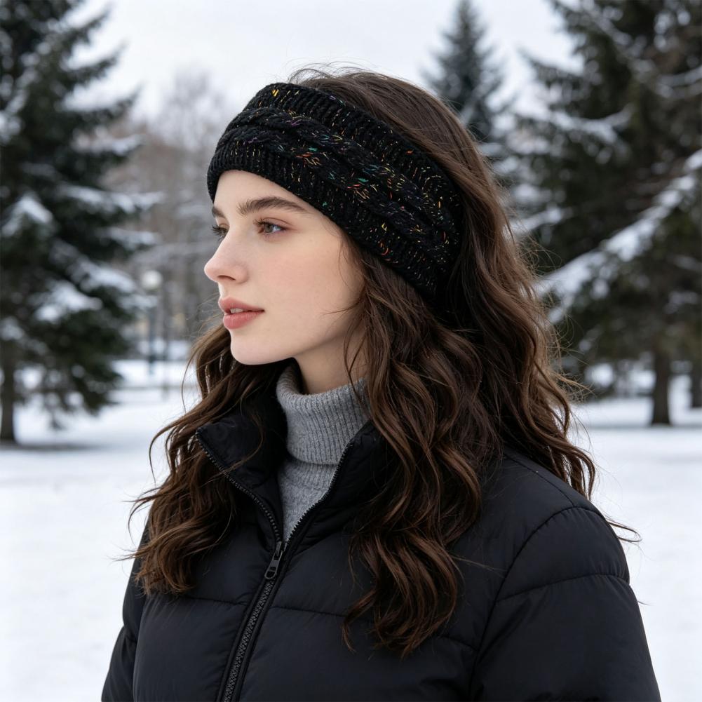 Fleece Ear Warmer Band - 여성용 편안한 신축성 헤어밴드, 겨울용 두꺼운