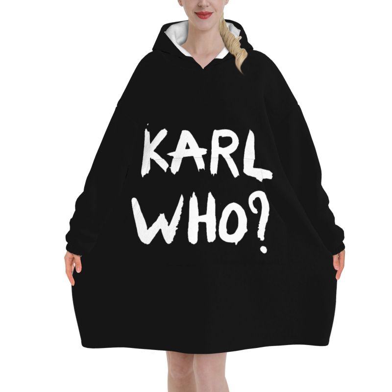 Sherpa Hoodie Fleece - 칼 후 슬로건 블랙 웨어러블 후디