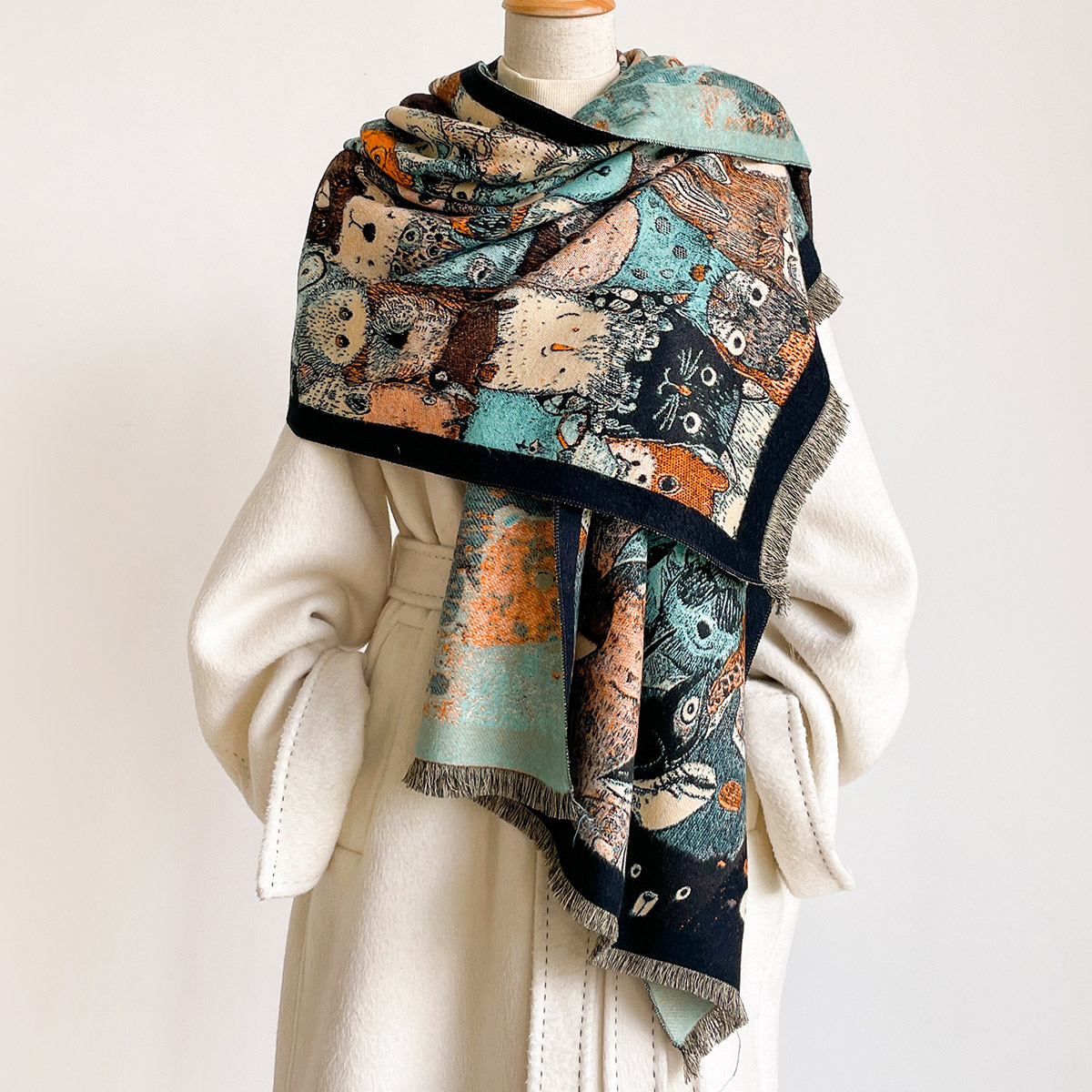 인조 캐시미어 프린지 스카프 여성용 두꺼운 따뜻한 숄  - Cashmere Pashmina Wrap 리뷰 및 가격