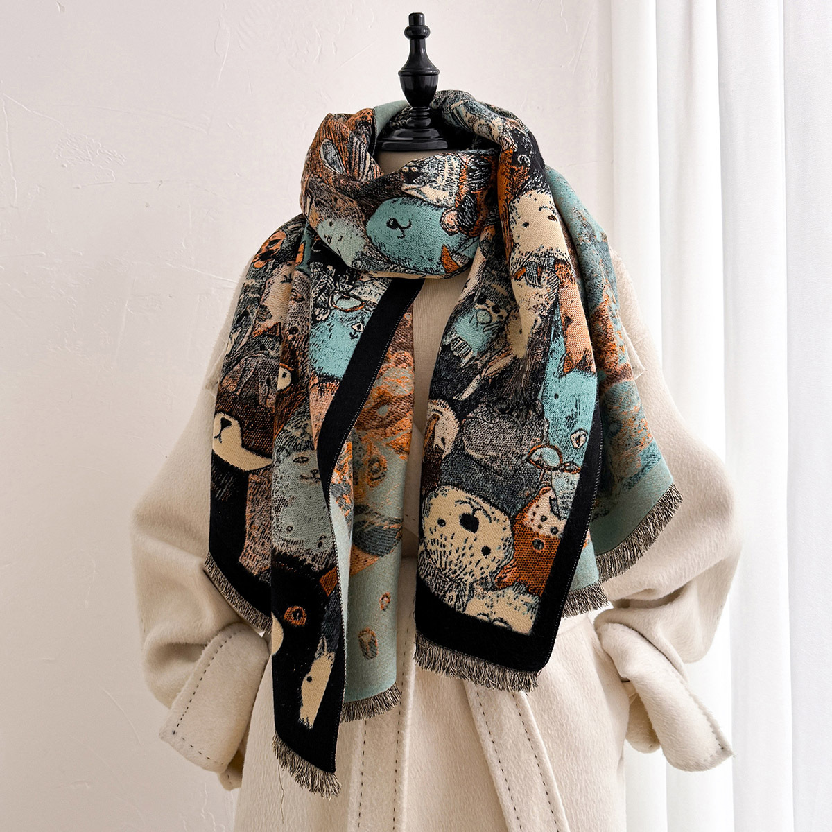 인조 캐시미어 프린지 스카프 여성용 두꺼운 따뜻한 숄  - Cashmere Pashmina Wrap 리뷰 및 가격