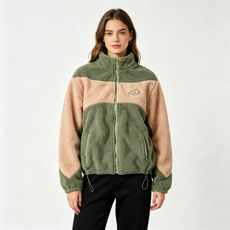 겨울 여성 셰르파 양털 컬러 블록 재킷 스탠드 칼라 풀 - Sherpa Hoodie Fleece 리뷰 및 가격