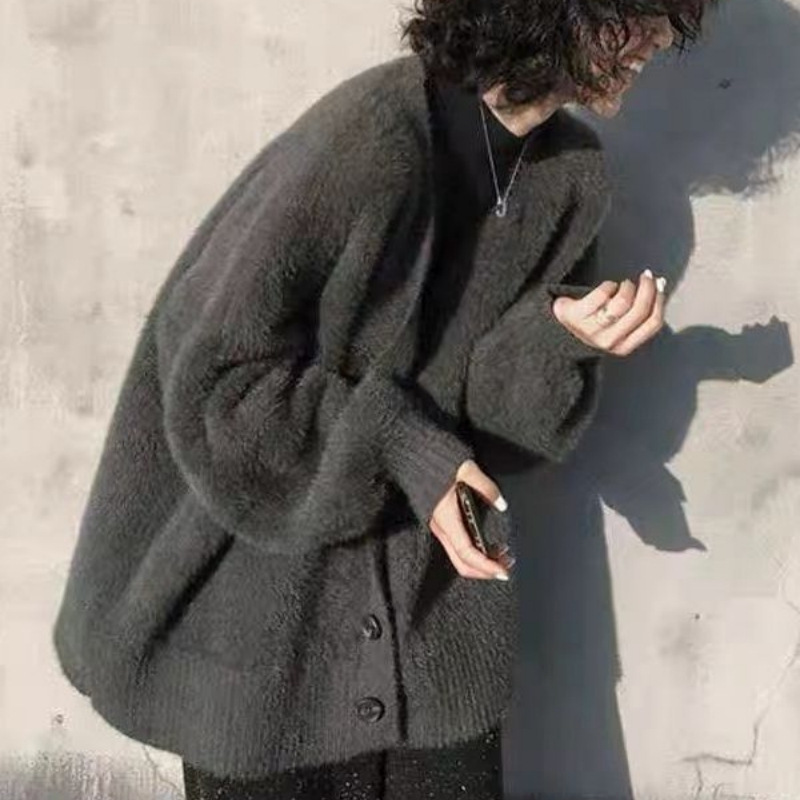 인조 밍크 플리스 스웨터 탑 신상 가을 겨울 루즈핏 캐 - Wool Coat Peacoat 리뷰 및 가격