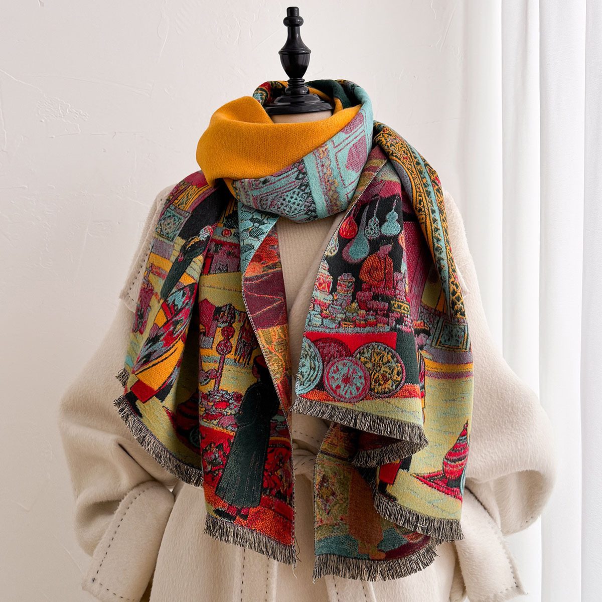 여성용 인조 캐시미어 스카프 양면 스카프 숄 겨울용 두 - Cashmere Pashmina Wrap 리뷰 및 가격