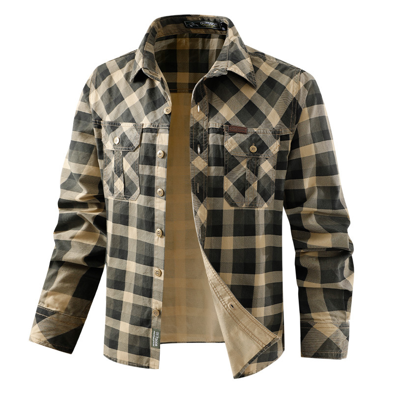 남성 레트로 워크웨어 체크 셔츠 순면 멀티 포켓 캐주얼 - Flannel Shirt Lined 리뷰 및 가격