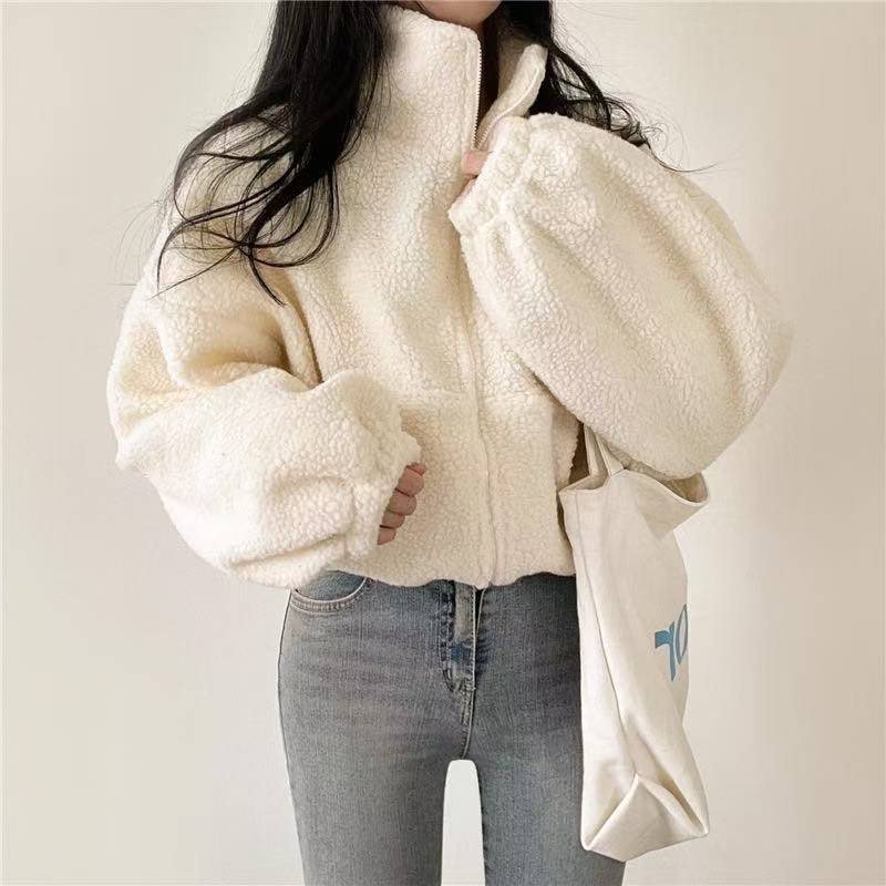여성용 스탠드 칼라 크롭 집업 후드 재킷, 플리스 안감 - Sherpa Hoodie Fleece 리뷰 및 가격